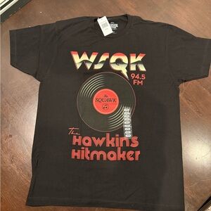 NWT Black Graphic T-Shirt with Red and Gold Print